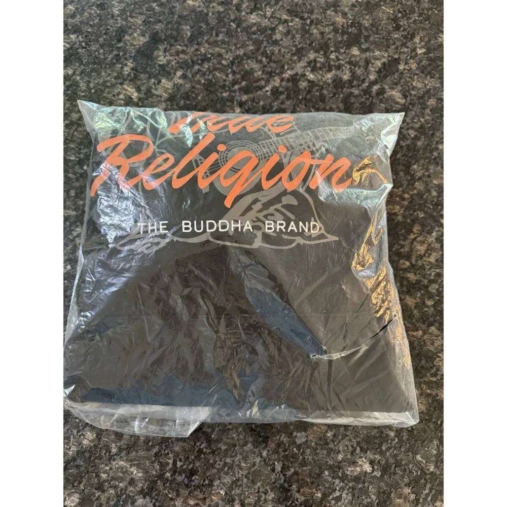 True Religion SCRIPT LOGO BUDDHA HOODIE‎ Black Orange Sz m